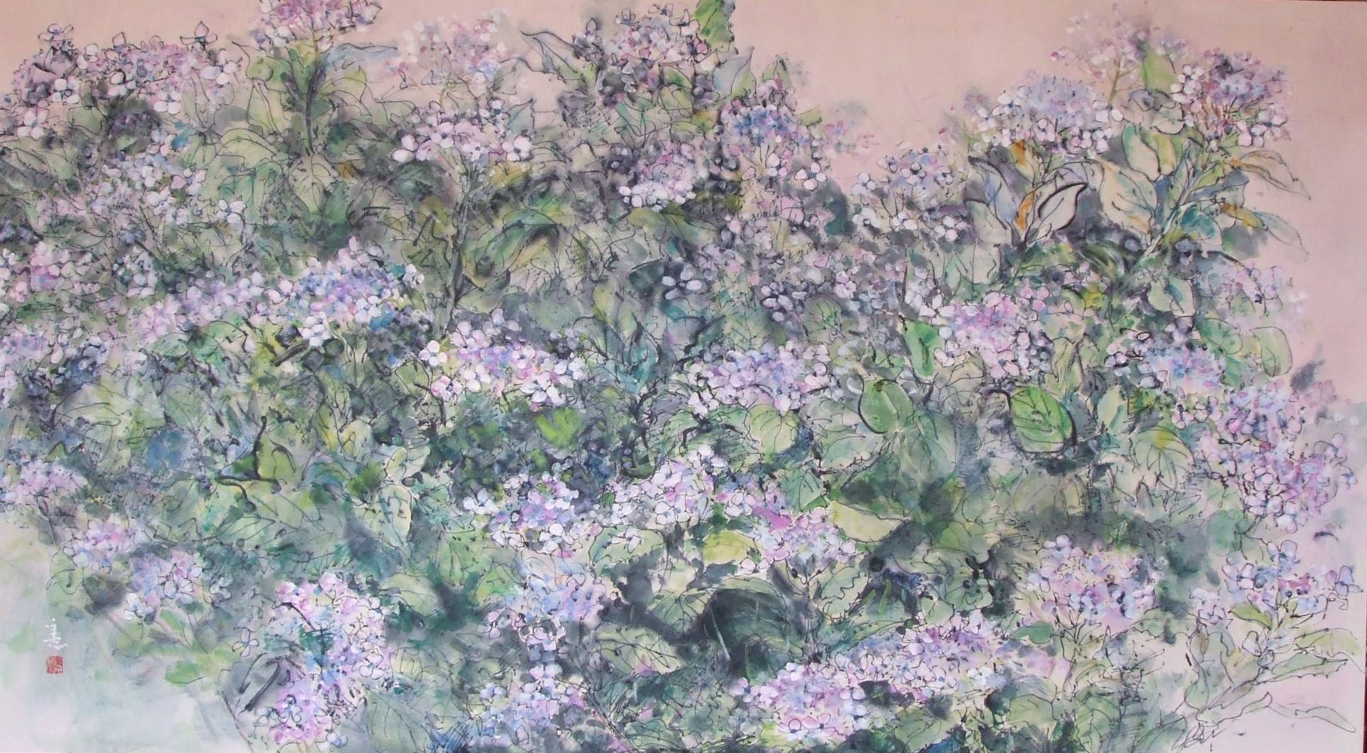 水彩画 紫陽花